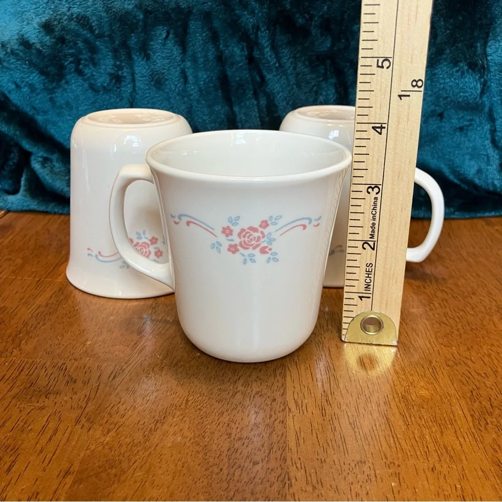 Vintage‎ Corning Corelle Floral Rose English Breakfast Coffee Mug Cup set of 3